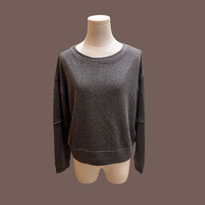 Alice + Olivia Cropped Pullover | Studded Grey Modal | Size M | Vintage